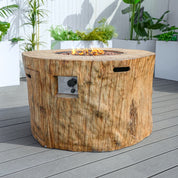 Direct Wicker Round Fire Pit Table, Terrafab Material Outdoor Fire Pit Table, Gas Fire Pit Dining Table | Model PAG-2180