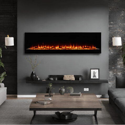 60-inch Black Wall Mount Fireplace (1) - Universe of Comfort - Universe of Comfort