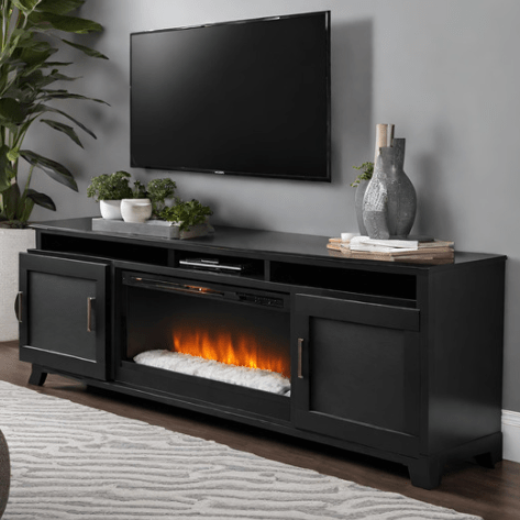 Black Fireplace TV Stand (1) - Universe of Comfort - Universe of Comfort