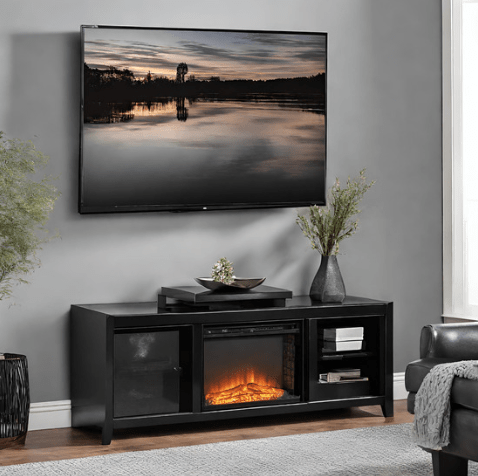 Black Fireplace TV Stand (2) - Universe of Comfort - Universe of Comfort
