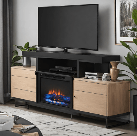 Black Fireplace TV Stand (3) - Universe of Comfort - Universe of Comfort