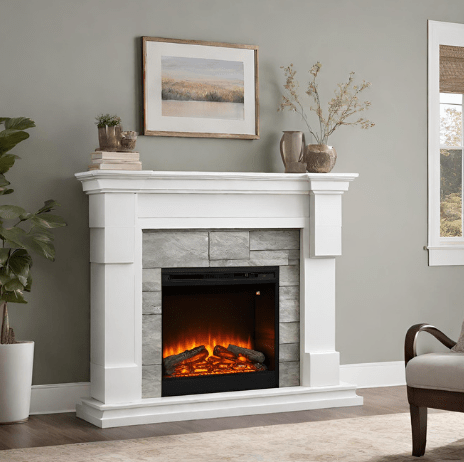 Electric Fireplace Mantel Package - Grey & White Natural Stone (3) - Universe of Comfort - Universe of Comfort