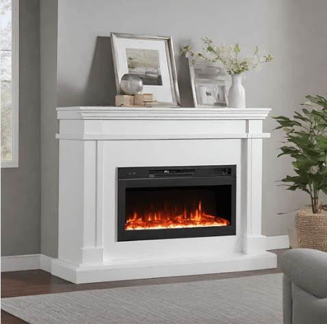 Electric Fireplace Mantel Package Ready to Finish - White (2) - Universe of Comfort - Universe of Comfort