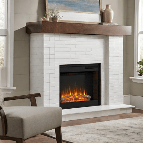 Electric Fireplace Mantel Package - White Subway Stone (1) - Universe of Comfort - Universe of Comfort