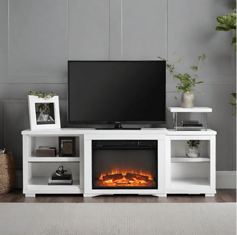 White Fireplace TV Stand (1) - Universe of Comfort - Universe of Comfort