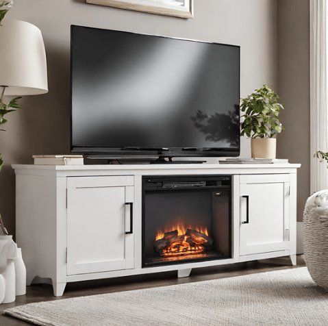 White Fireplace TV Stand (2) - Universe of Comfort - Universe of Comfort