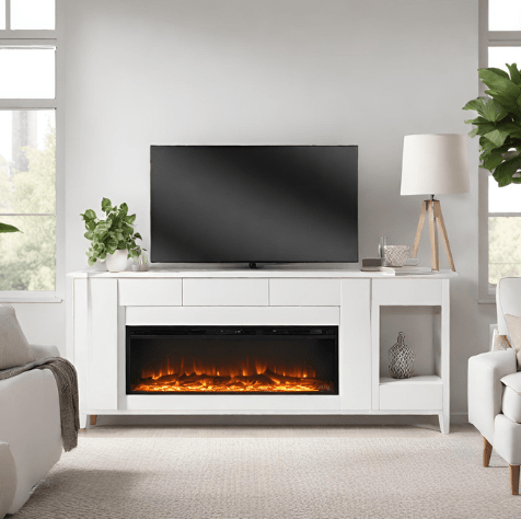 White Fireplace TV Stand (3) - Universe of Comfort - Universe of Comfort