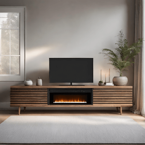 Wood Electric Fireplace TV Stand (1) - Universe of Comfort - Universe of Comfort